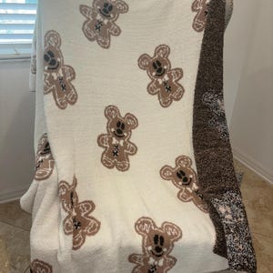 Magical Mouse Gingerbread blanket, Ready to Ship, Mickey blanket, neutral mouse blanket, gifts for her, dual sided, halloween blanket,