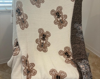Magical Mouse Gingerbread blanket, Ready to Ship, Mickey blanket, neutral mouse blanket, gifts for her, dual sided, halloween blanket,