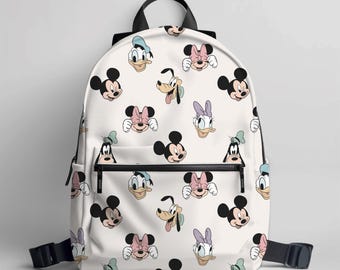 Retro Mickey Minnie Daisy Donald Print Backpack, Vintage  display picture 1