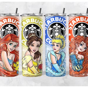 Disney Princesses tumblers, moana, ariel, cinderella, elsa, anna tumbler, custom princesses, princesses tumblers, gifts for her, magical