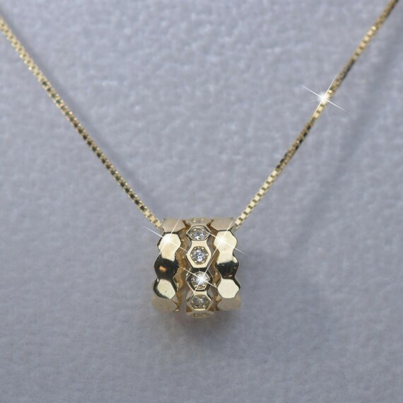 18金ゴールドチェーンネックレス クリスタルチャーム付き