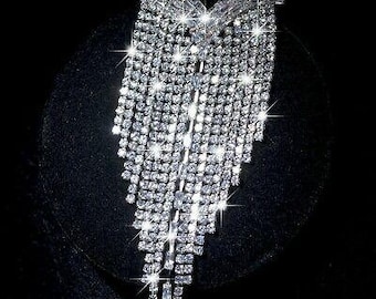 18k white gold made with Swarovski crystal tassel luxury brooch fashion pin XL