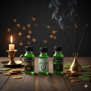 Extra Strong Money Conjure Oils for Ritual Anointing.