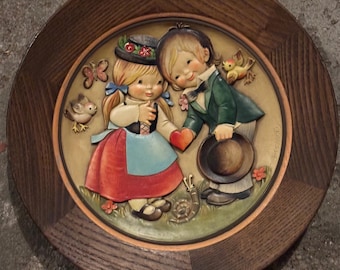 ANRI Wood Relief Plate Brown Wedding Day 1974 Juan Ferrandiz Hand Carved Italy