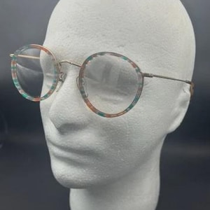 Vintage Orange Green Gold Round 70's 80's Men's Women's Glasses Spectacle Frame
