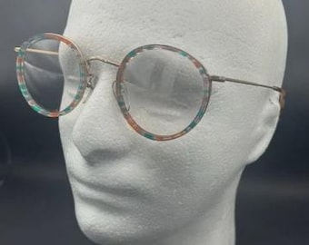 Monture de lunettes de vue vintage orange vert or ronde des années 70 des années 80