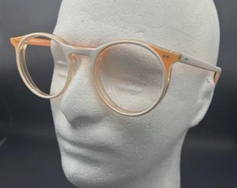 Monture de lunettes rondes vintage en plastique pour hommes et femmes des années 70 et 80, orange et blanc