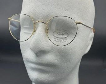 Monture de lunettes de vue Savile Row Panto en métal doré laminé 14 carats pour homme vintage
