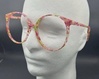 Monture de lunettes en plastique pour femmes énormes vintage Michael Selcott vert violet 70's 80's 70's 80's