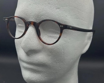 Petites montures de lunettes en plastique pour hommes circulaires bicolores marron vintage