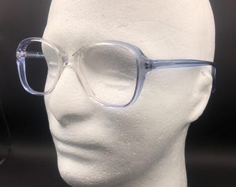 Monture de lunettes de vue en plastique bleu clair des années 70 pour hommes et femmes des années 80