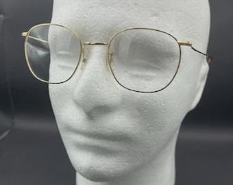 Monture de lunettes de vue Panto pour hommes en or roulé 14 carats écaille de tortue vintage