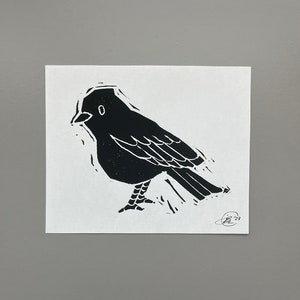 Black Bird Raven Linocut Handmade Print