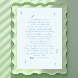 My favorite color - blue | Digital Poster | Aesthetic Minimalist Wall Art Print | Book Poster | Instant Download