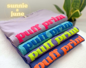 Custom Puff Shirt Embossed Name TShirt Girls Trip Tee Team Puff Print T-Shirt Personalized Matching Shirts Spirit Tee Comfort Colors Mascot