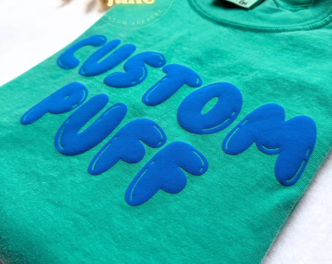 Custom Puff Shirt Embossed Name TShirt Team Puff Print T-Shirt Personalized Name Crewneck Custom School Tee Comfort Colors Mascot Shirt