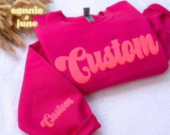 Custom Puff Sweatshirt Embossed Team Crewneck Varsity Puff Shirt School University Gift Personalized College Pullover Sport Sweater Graduate
