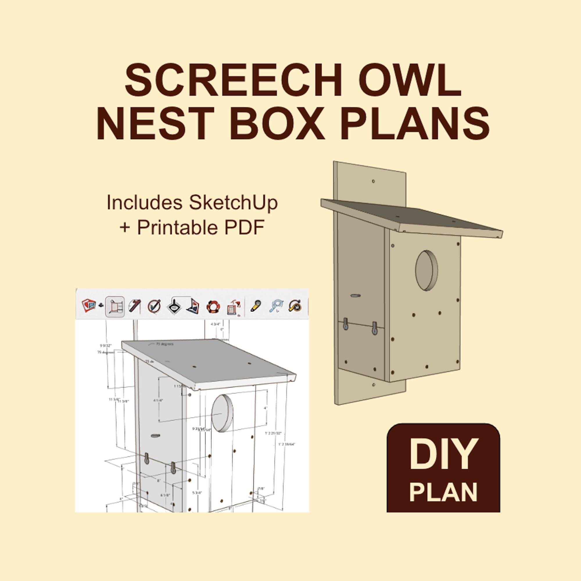 screech owl / kestrel nest box plans & sketchup model - etsy