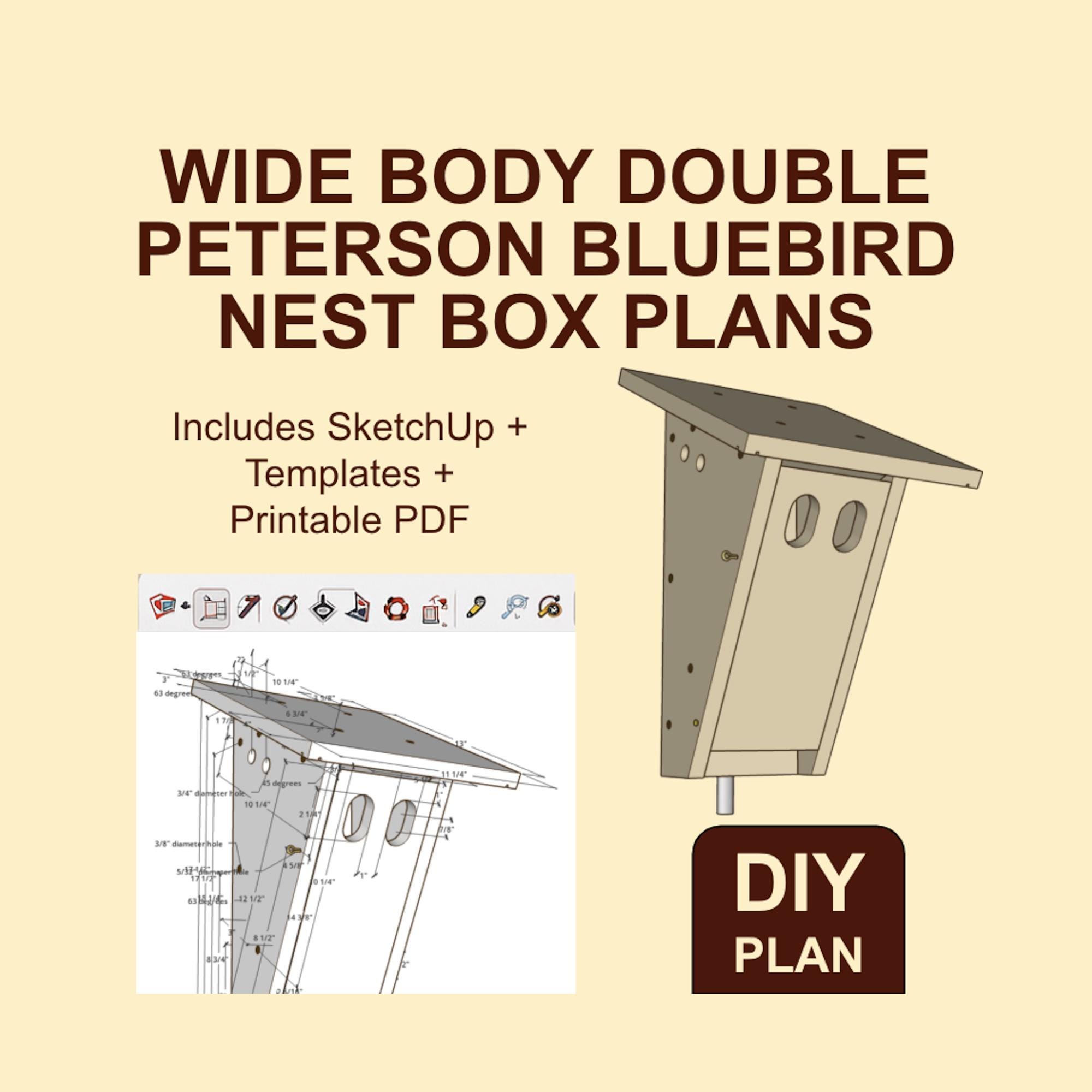 wide-body-2-hole-peterson-bluebird-nest-box-plan-pdf-guide-sketchup-model-etsy for Free Printable Eastern Bluebird House Plans Wide Body 2-hole Peterson Bluebird Nest Box Plan – PDF Guide + Sketchup Model - Etsy for Free Printable Eastern Bluebird House Plans