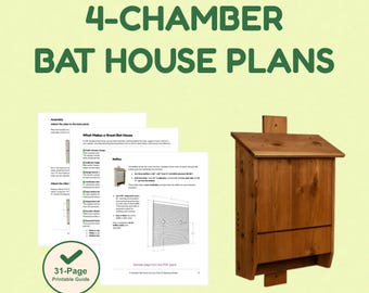 4-Chamber Bat House | 31" Tall × 20" Wide | Proven Multi-Chamber Design | PDF Plans