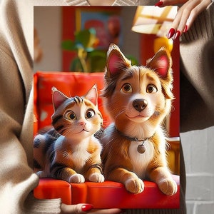 Ritratto di animale domestico personalizzato da foto - Stampa su metallo e download digitale - Arte murale personalizzata per cani e gatti - Regalo unico per gli amanti degli animali