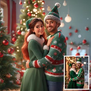Aangepast portret Pixar, portret in Pixar-stijl vanaf foto Kerstcadeau Gepersonaliseerde cartoon Word een Pixar-personage Digitaal aangepast portret