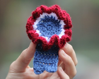 Crochet Prize Ribbon Pattern: Rosette, Red White and Blue (PDF)