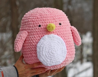 Jumbo Crochet Penguin Pattern: Velvet Chenille Amigurumi (PDF in English)