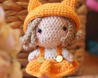 Amigurumi Crochet Pattern (PDF in English): Kitsune the Fox Girl