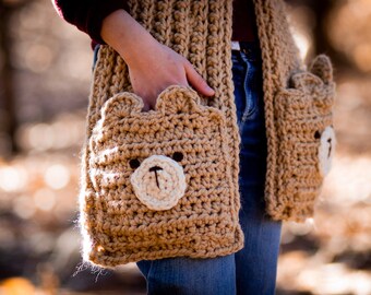 Patrón de chal de bolsillo de osito de crochet (PDF en inglés)