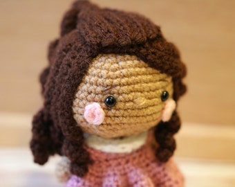 Angelica Mini Doll Crochet Pattern: Amigurumi Girl in Dress (PDF)
