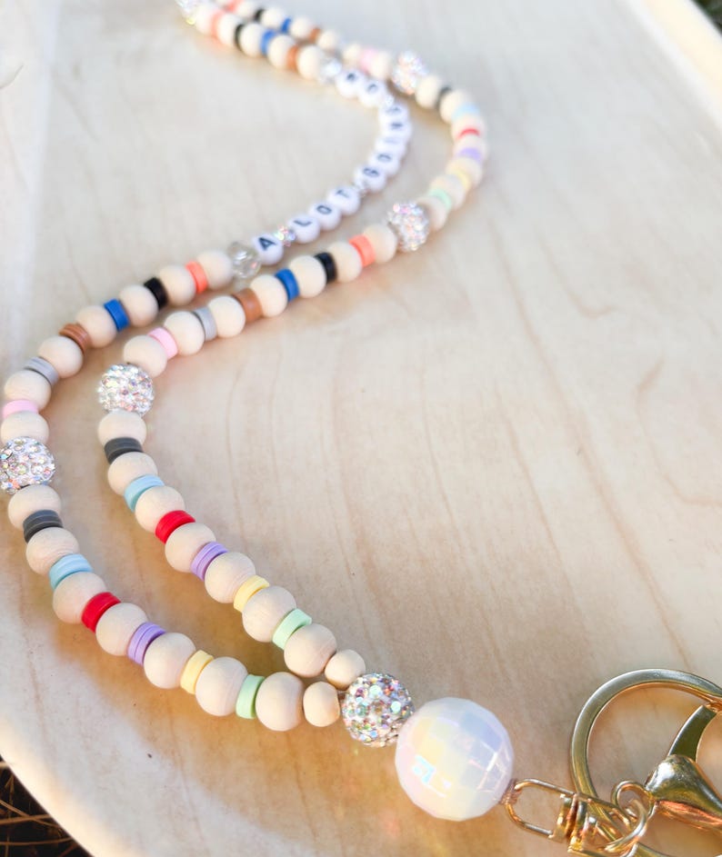 Teacher Lanyard | TS Eras Beaded Badge Holder, Mirror Ball | Breakaway personalized lanyard image 4