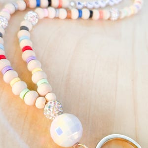 Teacher Lanyard | TS Eras Beaded Badge Holder, Mirror Ball | Breakaway personalized lanyard image 1