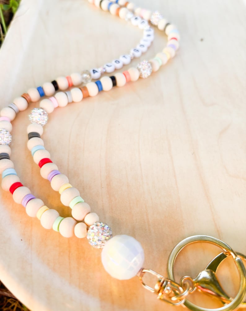 Teacher Lanyard | TS Eras Beaded Badge Holder, Mirror Ball | Breakaway personalized lanyard image 5