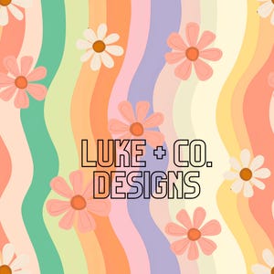 Groovy + Retro Daisies, Wavy, Summer, Muted, Digital Paper, Seamless Design.