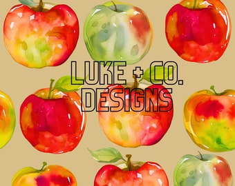 Manzanas, diseño de acuarela, diseño sin costuras, patrón de superficie otoñal