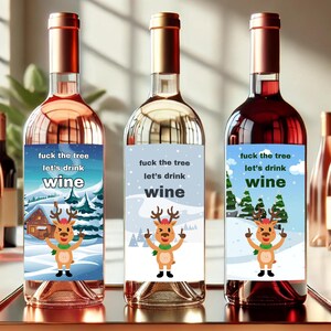Étiquette de vin de Noël drôle, étiquette de bouteille de vacances imprimable, cadeau de Noël, étiquette de vin de Noël sarcastique, téléchargement immédiat PDF et JPG,