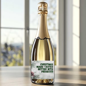 Étiquettes drôles de prosecco de Noël. Étiquettes imprimables de vin de vacances. Stickers bouteilles festives. Idée cadeau sarcastique de prosecco. Téléchargement instantané des fichiers.