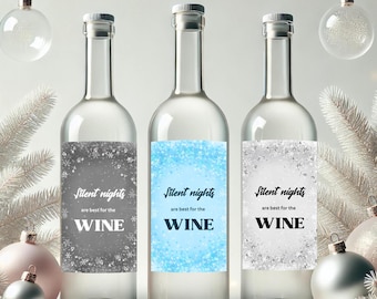 Funny Christmas Wine Label , Printable Holiday Bottle Label, Christmas gift, Sarcastic Christmas wine label, Instant Download PDF & JPG,