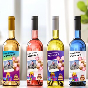 Wine Bottle Label for Birthday, Unique Birthday Gift, Printable Wine Labels, Custom Birthday Gift, Stylish Birthday Gift Idea, Wine Sticker