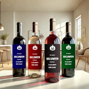 Halloween Wine Labels, Printable Set of 4 Funny Designs, “Empty Wine Glass”, Perfect for Halloween Parties, Instant Download, Halloween gift
