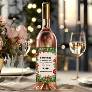 4 étiquettes de vin de Noël, modèles JPG téléchargeables instantanément, cadeau de Noël, étiquette de vin sarcastique drôle, mariage à Noël, 4 modèles