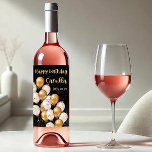 Birthday Wine Labels, Editable Canva Templat, Personalized Wine Labels for Birthday, Unique Birthday Gift Idea, Elegant Birthday Wine Labels