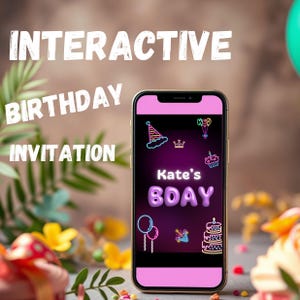 パーソナライズされた誕生日招待状、編集可能な招待状テンプレート、モバイル招待状、Canva 誕生日招待状、カスタマイズ可能なデジタル招待状