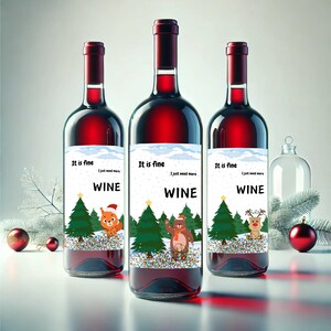 Étiquette de vin de Noël drôle, étiquette de bouteille de vacances imprimable, cadeau de Noël, étiquette de vin de Noël sarcastique, téléchargement immédiat PDF et JPG,