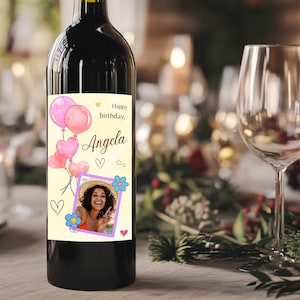 Wine Bottle Label for Birthday, Unique Birthday Gift, Printable Wine Labels, Custom Birthday Gift, Stylish Birthday Gift Idea, Wine Sticker