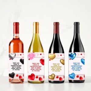 Étiquette de vin sarcastique de la Saint-Valentin, étiquette de bouteille de vin drôle imprimable, téléchargement immédiat pour la Saint-Valentin, cadeau de Saint-Valentin, 4 modèles