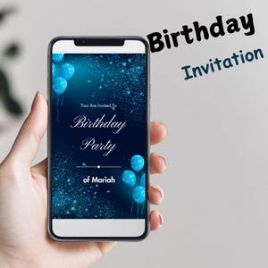 パーソナライズされた誕生日招待状、編集可能な招待状テンプレート、モバイル招待状、Canva 誕生日招待状、デジタルおよび印刷可能なオプション