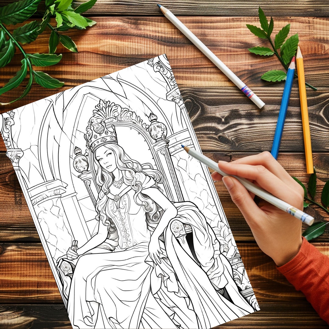 Adult Coloring Book, Queen Coloring Book, Royalty Illustrations, Queens ...