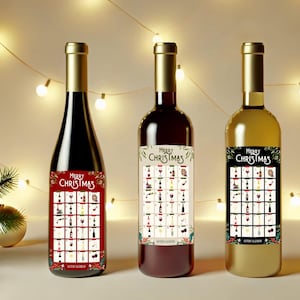 3 étiquettes de vin de Noël, modèles PDF téléchargeables instantanément, cadeau de Noël, étiquette de vin sarcastique drôle, mariage à Noël, calendrier de l'Avent